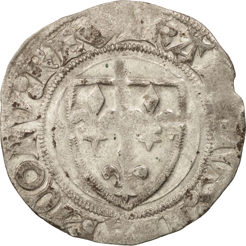 Coin, France, Charles VI, Blanc Guénar, Saint Lô, , Billon