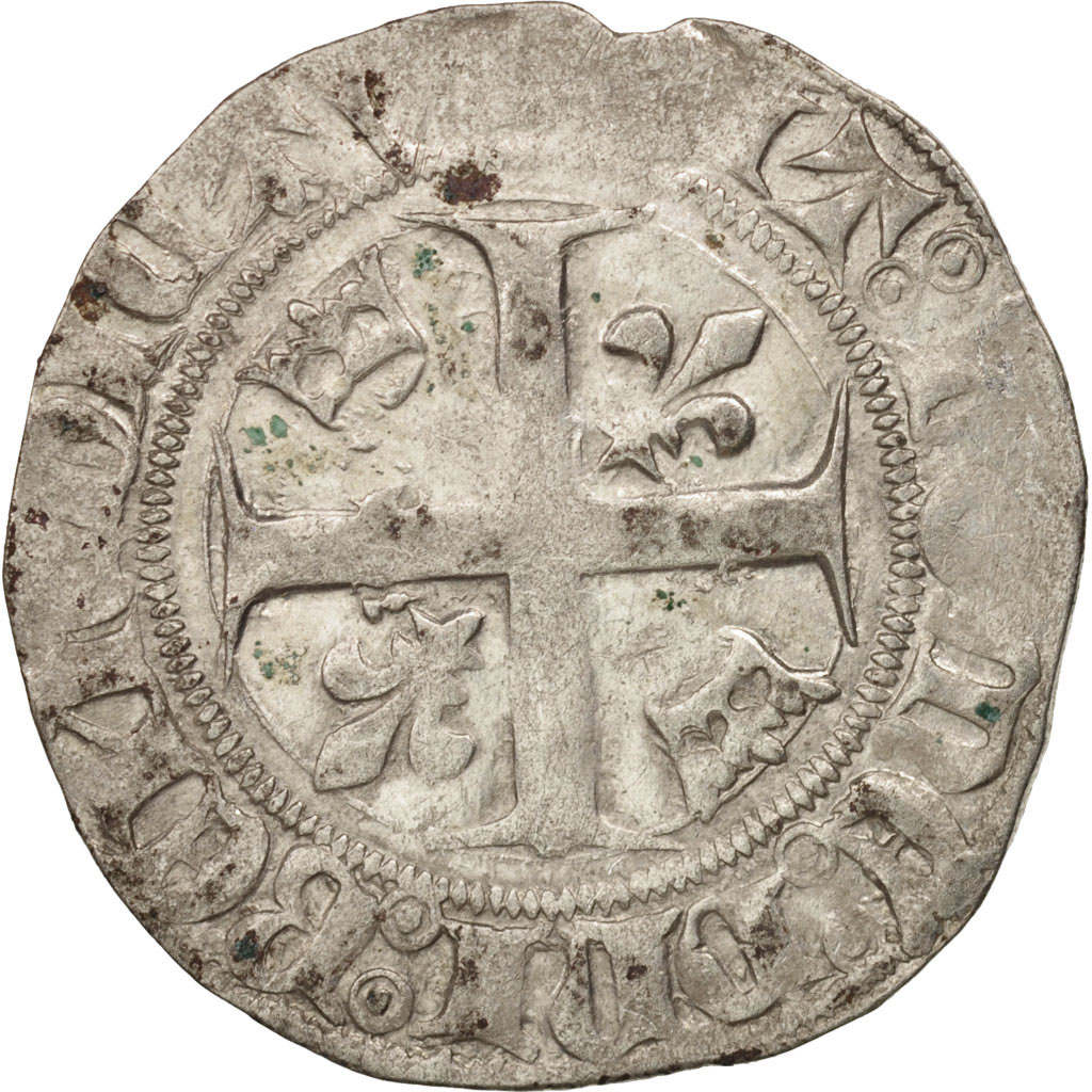 Coin, France, Charles VI, Blanc Guénar, Saint Lô, , Billon