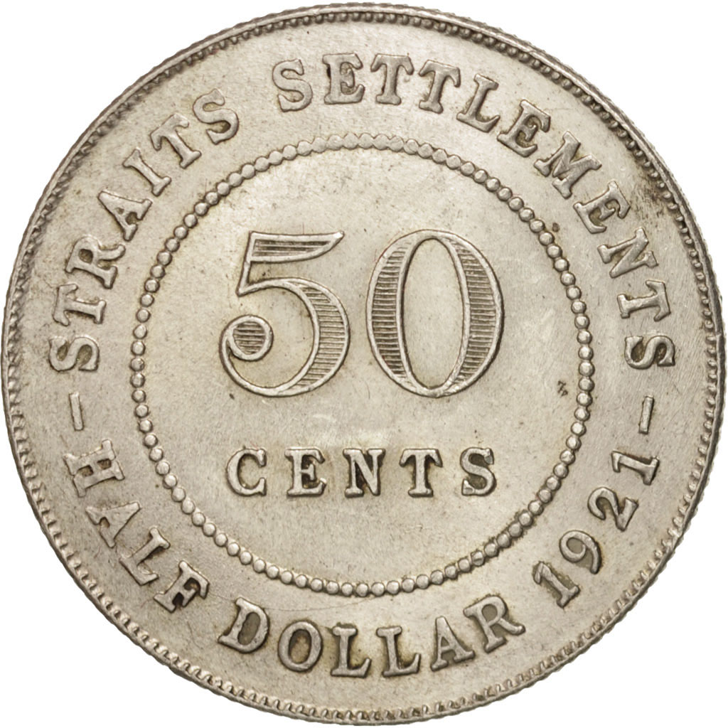 Coin, Straits Settlements, George V, 50 Cents, 1921, , Silver, KM:35.1
