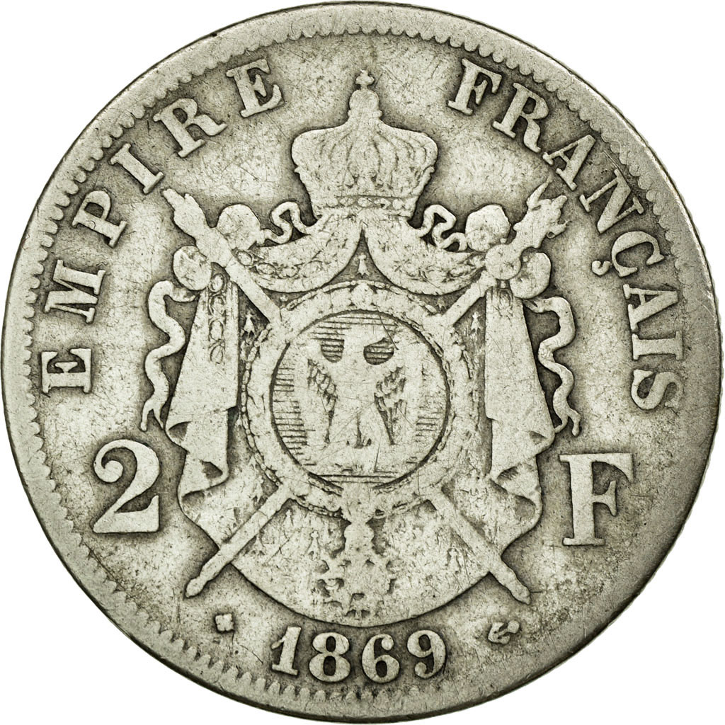 Coin, France, Napoleon III, Napoléon III, 2 Francs, 1869, Strasbourg