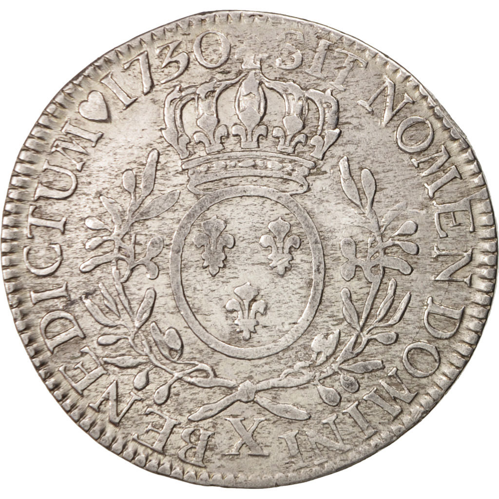 Coin, France, Louis XV, Écu aux branches d'olivier, Ecu, 1730, Amiens