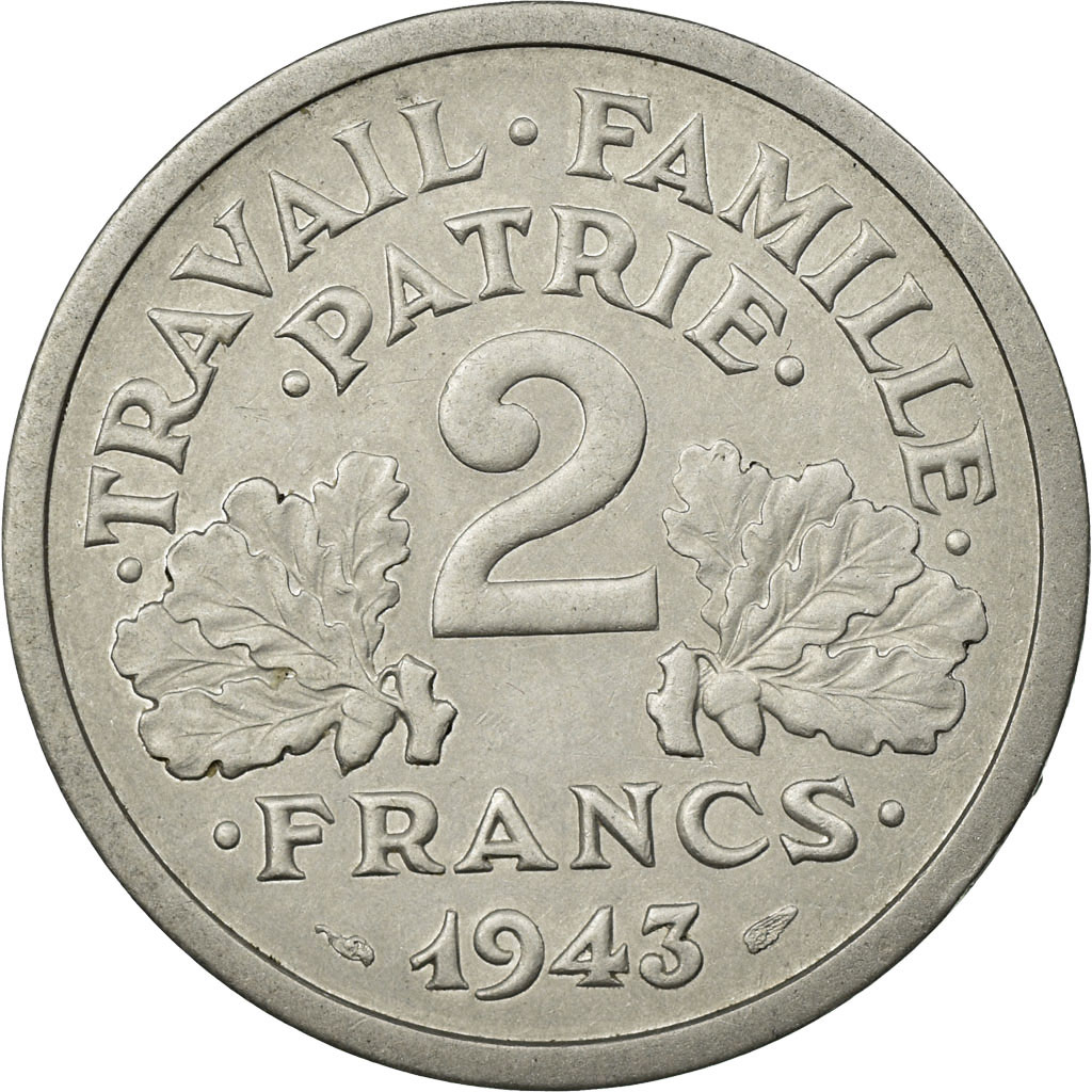 Coin, France, Bazor, 2 Francs, 1943, Beaumont le Roger, , Aluminum