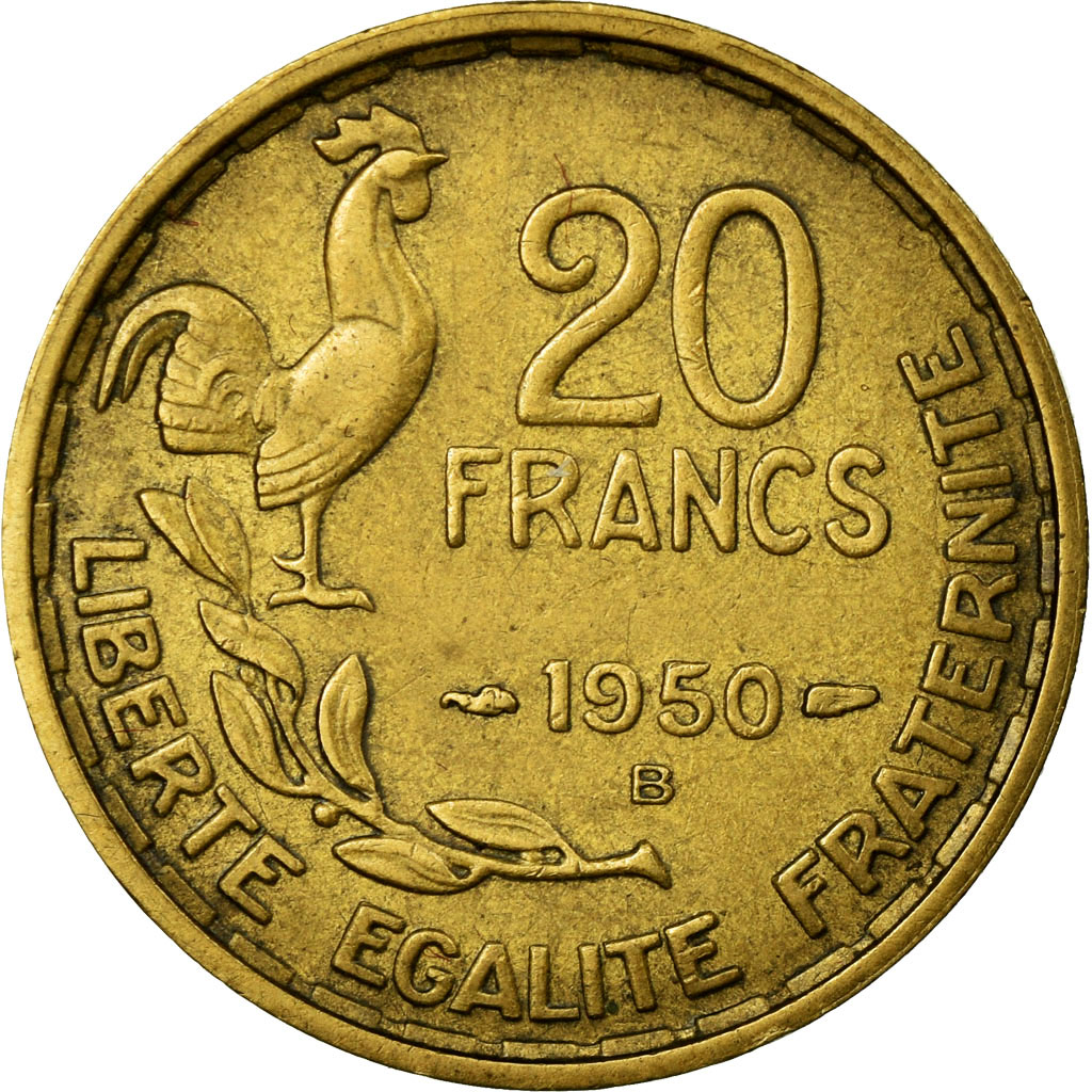 Coin, France, Guiraud, 20 Francs, 1950, Beaumont le Roger, 