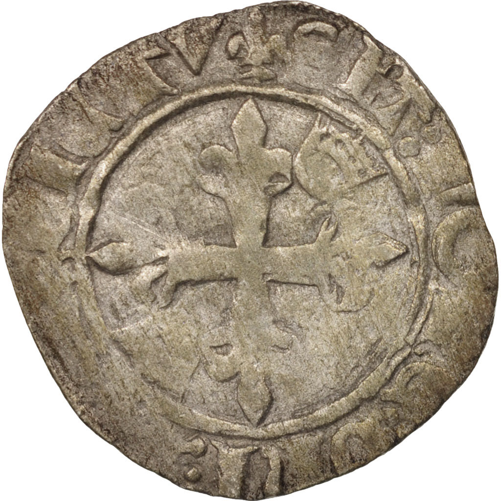 Coin, France, Charles VI, Florette, Troyes, , Billon, Duplessy:405D