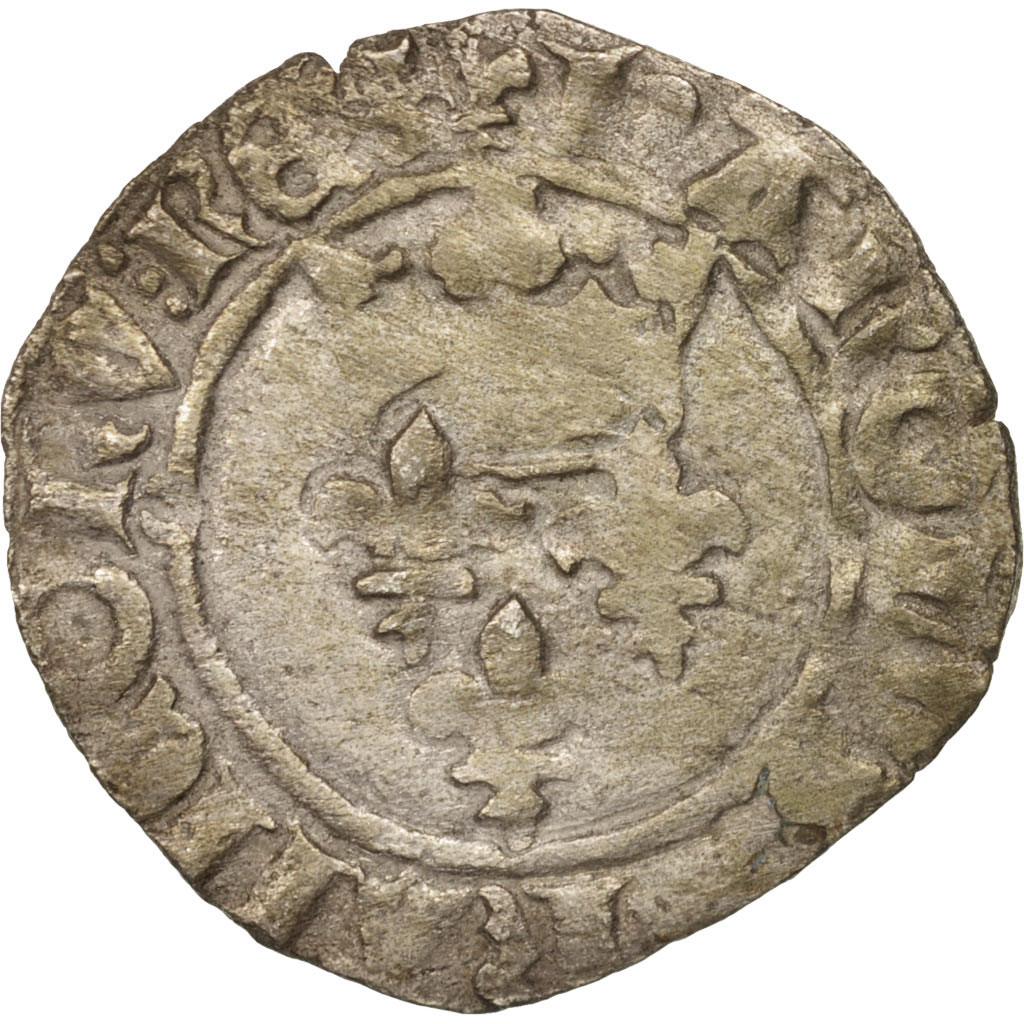 Coin, France, Charles VI, Florette, Troyes, EF, Billon, Duplessy:405D