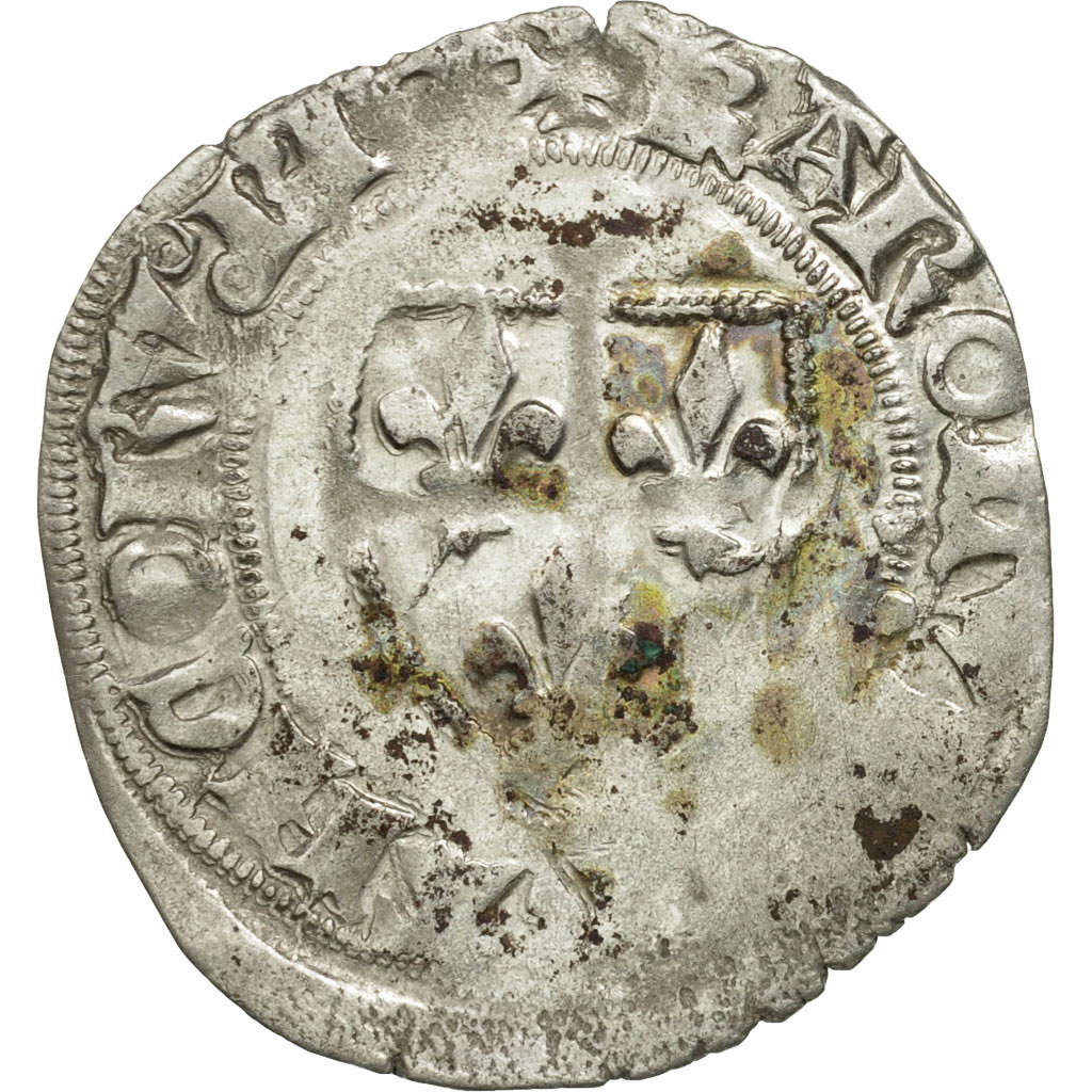 Coin, France, Charles VI, Blanc Guénar, Tours, , Billon, Duplessy:377A