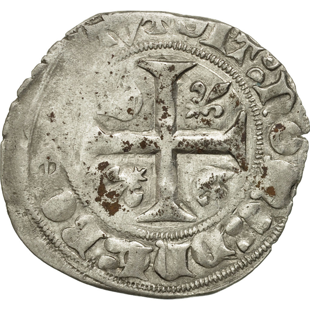Coin, France, Charles VI, Blanc Guénar, Tours, , Billon, Duplessy:377A