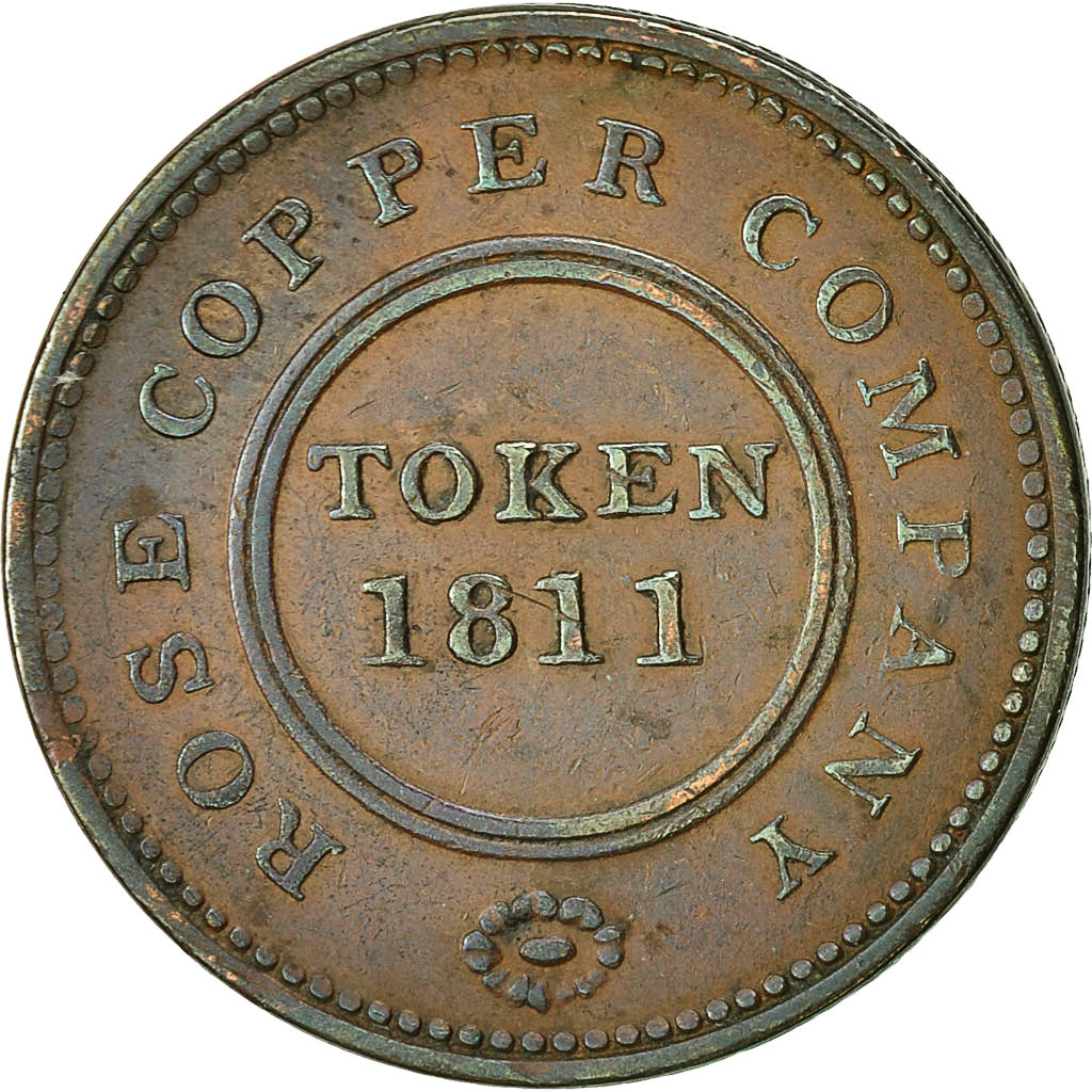 K*3様 1811年イギリス　バーミンガム　ローズ銅山会社　ハーフペニー銅貨　ト Coin, Great Britain, Rose Copper Company, Halfpenny Token, 1811