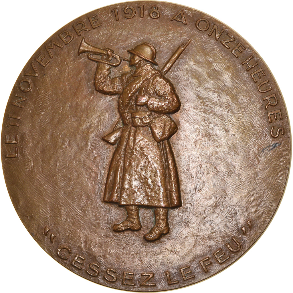 France, Medal, Cinquantenaire de l'Armistice, Clémenceau, Politics, Society