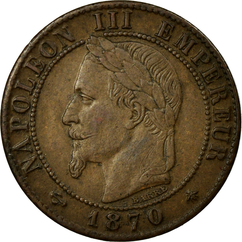 Coin, France, Napoleon III, Napoléon III, Centime, 1870, Paris, AU