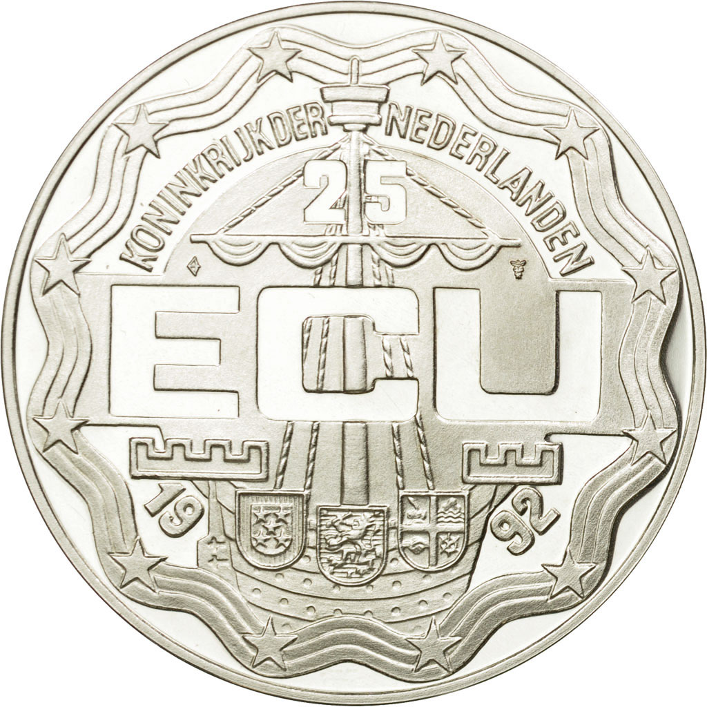 Coin, Netherlands, Beatrix, 25 Ecu, 1992, Utrecht, , Silver, KM:62.1