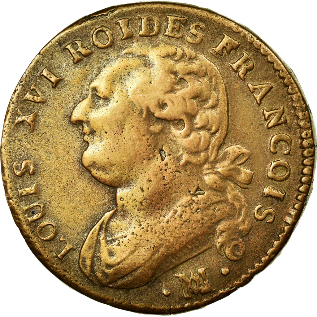 Coin, France, Louis XVI, 12 deniers françois, 12 Deniers, 1791, Marseille