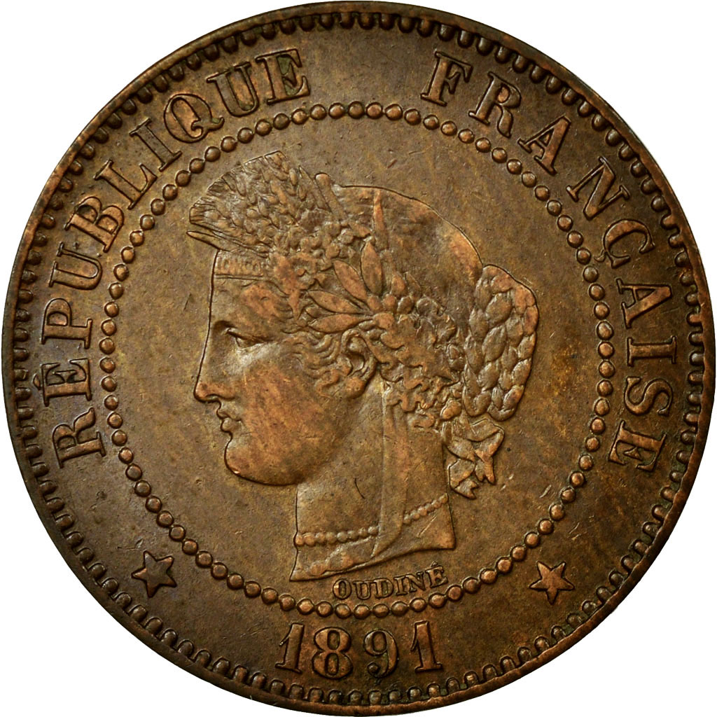 Coin, France, Cérès, 2 Centimes, 1891, Paris, , Bronze, KM:827.1