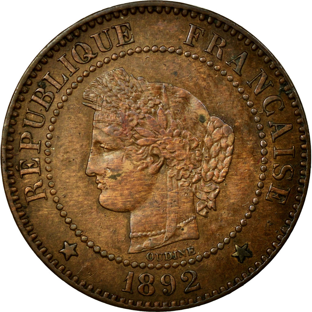 Coin, France, Cérès, 2 Centimes, 1892, Paris, , Bronze, KM:827.1