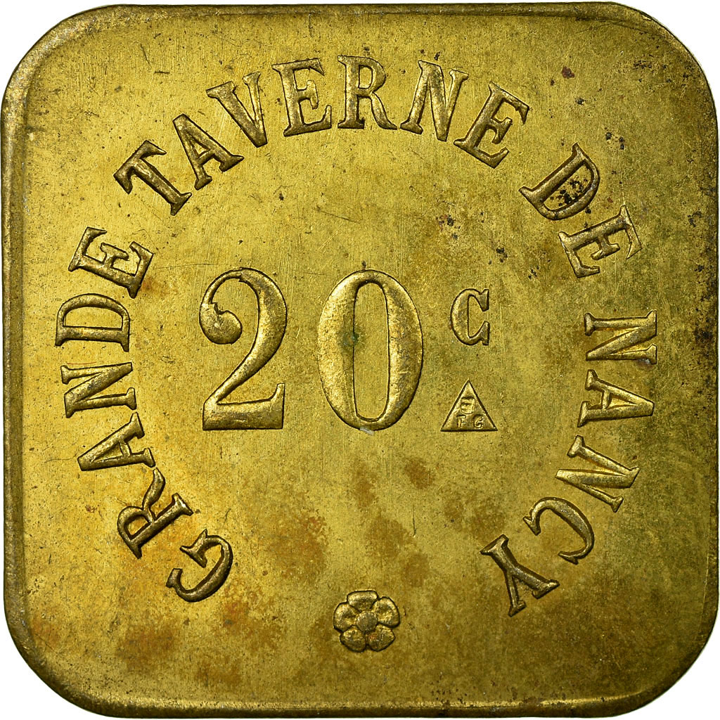 Coin, France, Grande Taverne, Nancy, 20 Centimes, , Brass, Elie:115.1