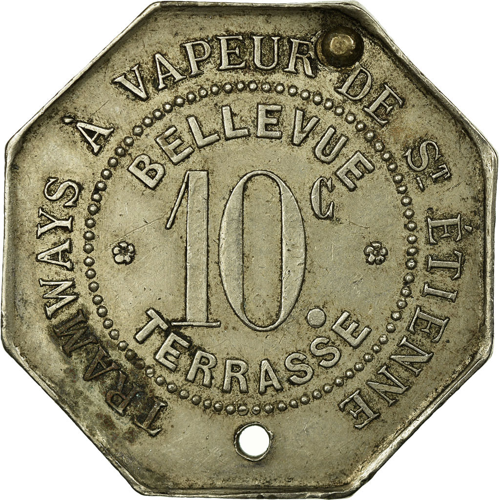 Coin, France, Tramways à vapeur, Saint-Etienne, 10 Centimes, 
