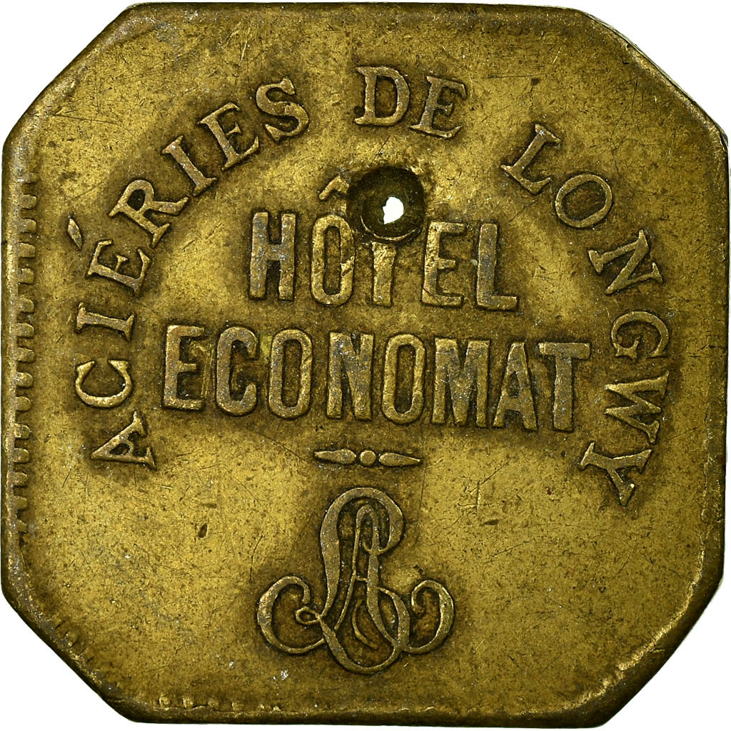 Coin, France, Aciéries de Longwy, Hôtel Economat, Longwy, 5 Centimes, 1883