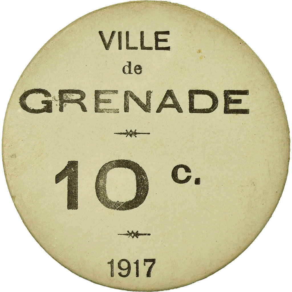Coin, France, Union des Commerçants, Grenade, 10 Centimes, 1917, 