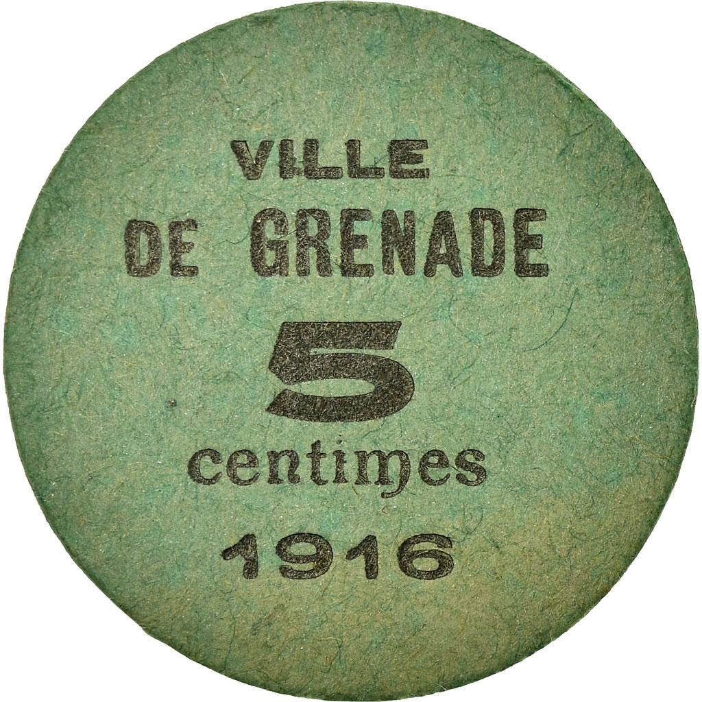 Coin, France, Union des Commerçants, Grenade, 5 Centimes, 1916, 
