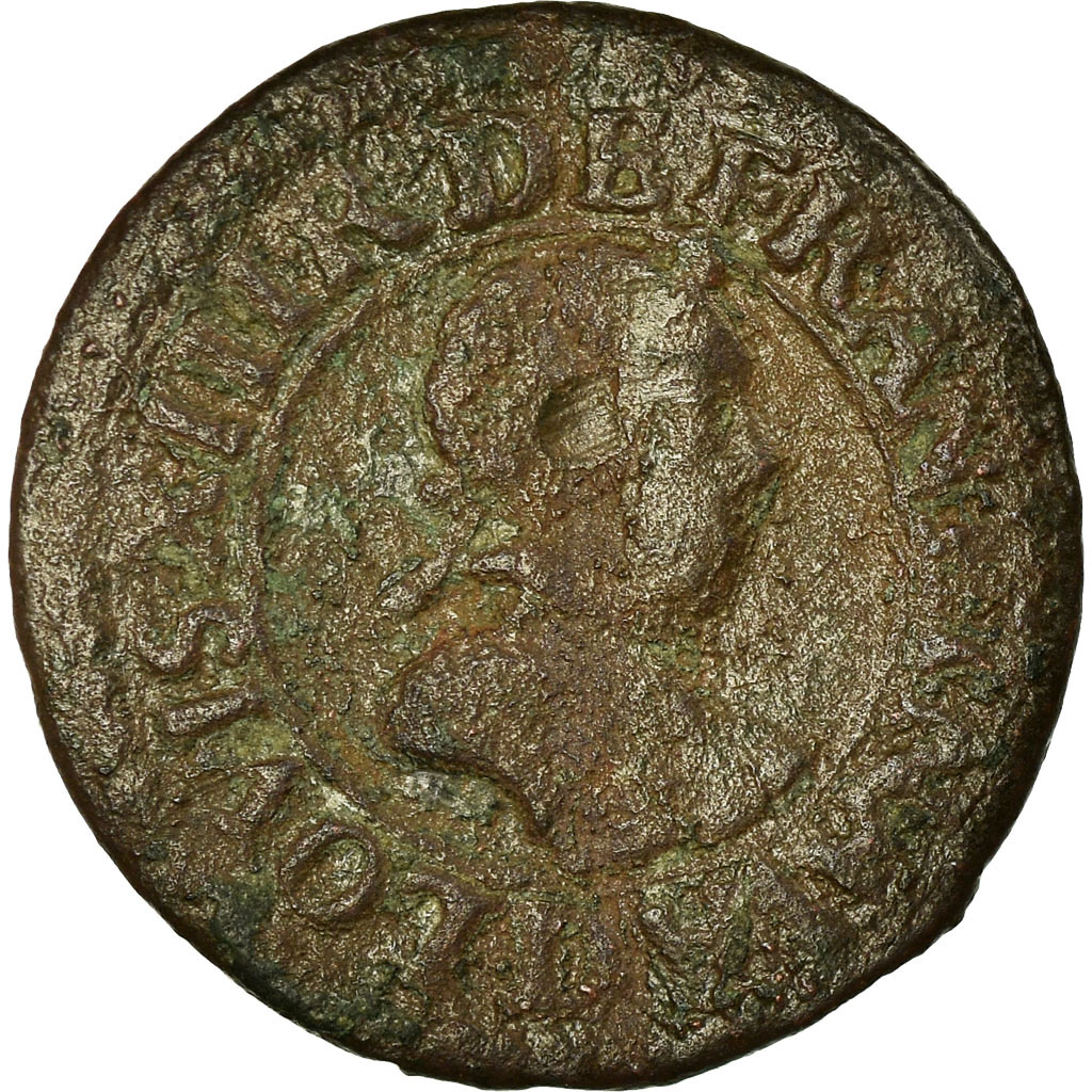 Coin, France, Louis XIII, Double Tournois, 1618, Lyon, , Copper