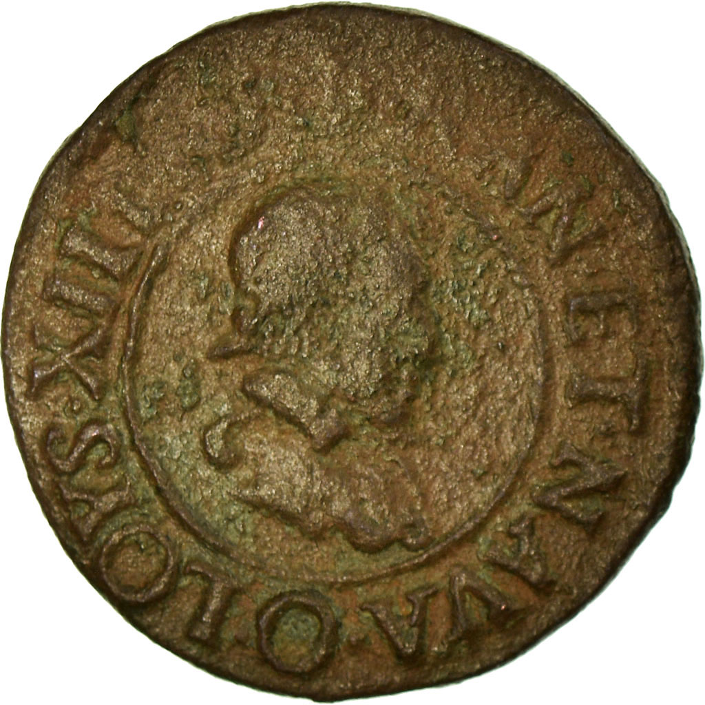 Coin, France, Louis XIII, Double Tournois, 1624, Riom, , Copper