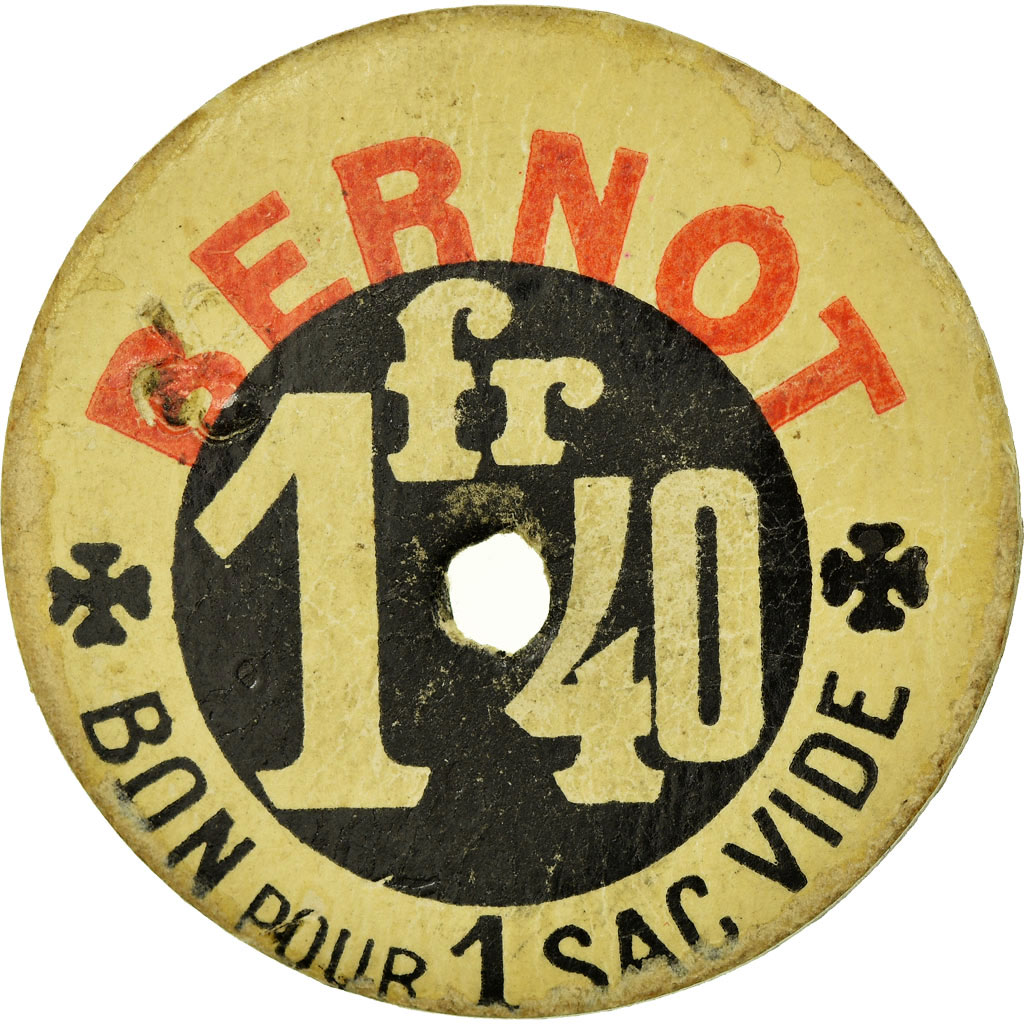 Coin, France, Bernot, Bon pour 1 sac vide, Paris, 1 Fr 40, , Cardboard