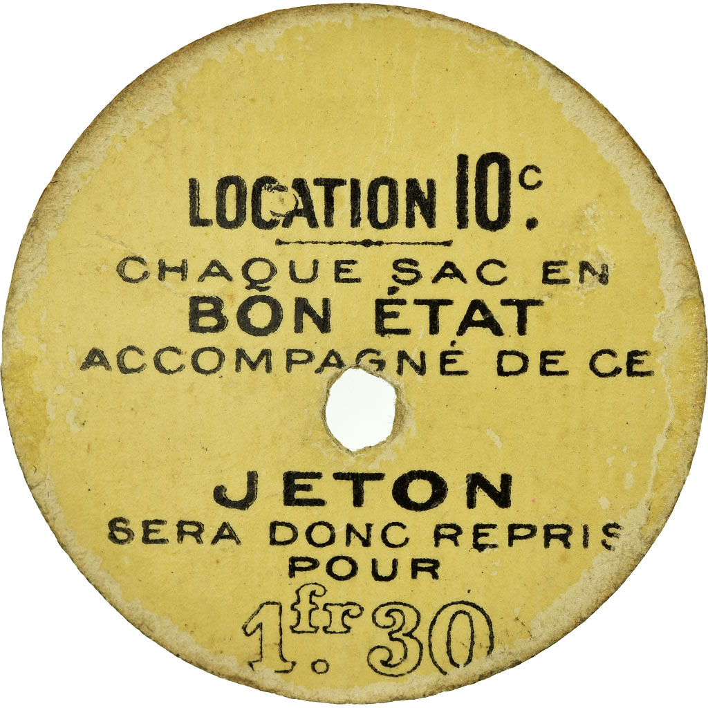 Coin, France, Bernot, Bon pour 1 sac vide, Paris, 1 Fr 40, , Cardboard