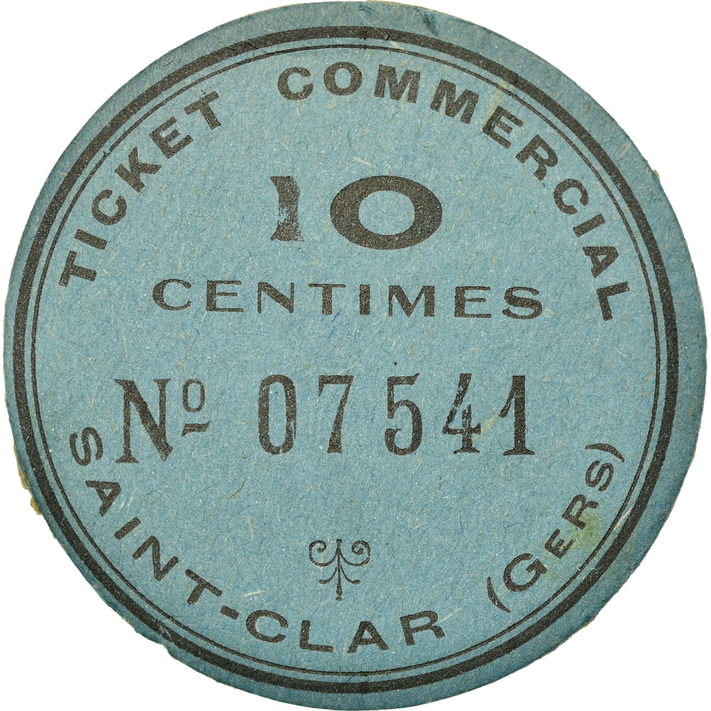 Coin, France, Ticket Commercial, Saint-Clar, 10 Centimes, , Cardboard