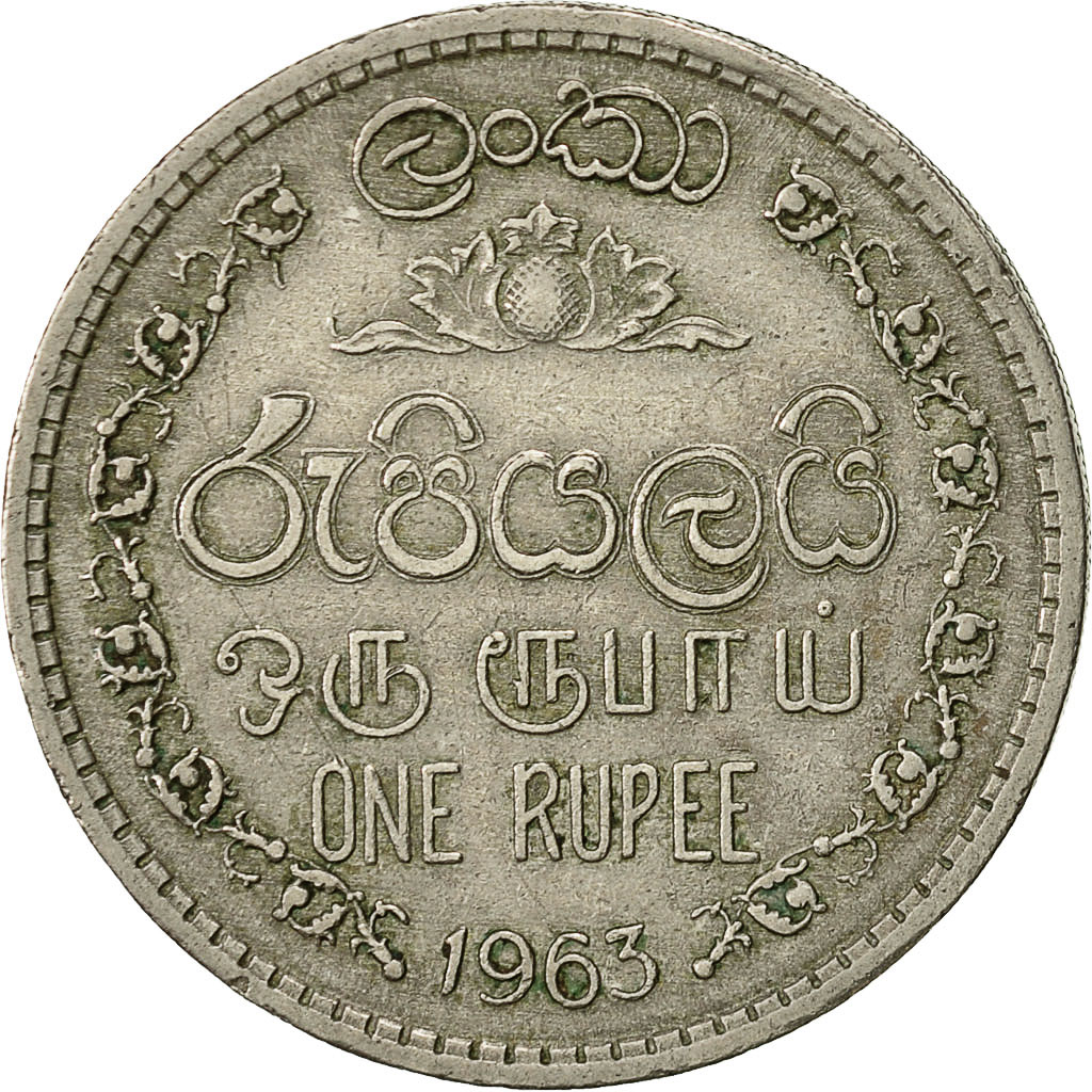 Moneda, Ceilán, Elizabeth II, Rupee, 1963, MBC, Cobre - níquel, KM:133