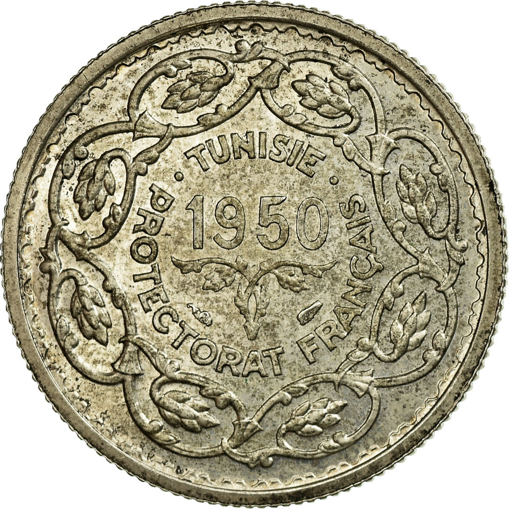 Munten, Tunisië, Muhammad al-Amin Bey, 10 Francs, 1950, Paris, PR, Zilver, KM:1