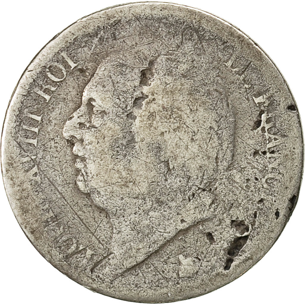 France, Louis XVIII, 1/2 Franc, 1824, Bayonne, , Silver, KM:708.7