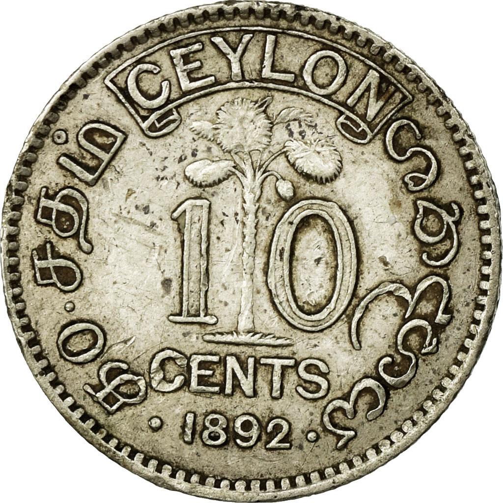 Coin, Ceylon, Victoria, 10 Cents, 1892, , Silver, KM:94