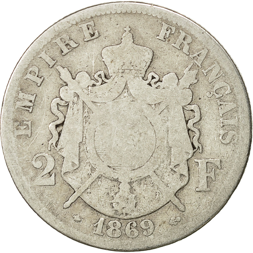 France, Napoleon III, Napoléon III, 2 Francs, 1869, Paris, , Silver