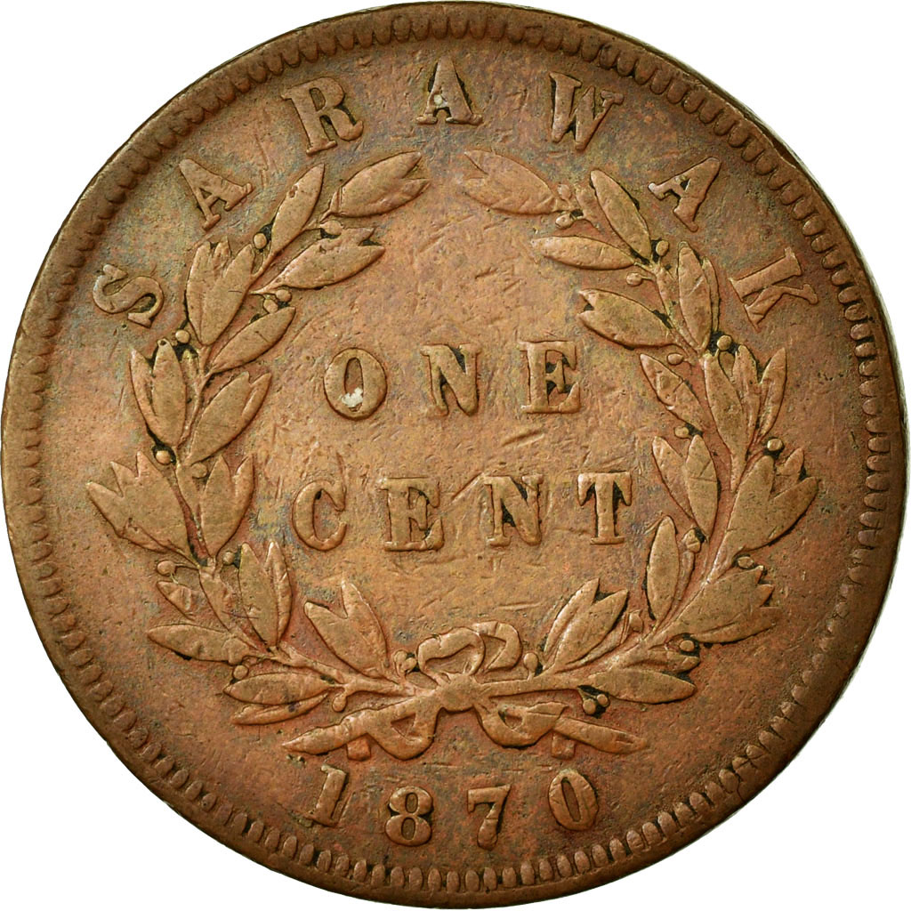 Coin, Sarawak, Charles J. Brooke, Cent, 1870, Heaton, , Copper, KM:6