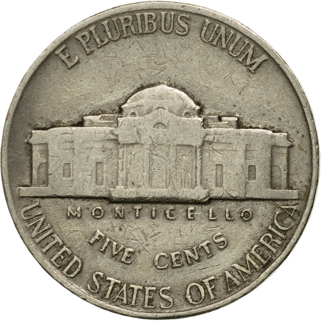 Moneda, Estados Unidos, Jefferson Nickel, 5 Cents, 1939, U.S. Mint