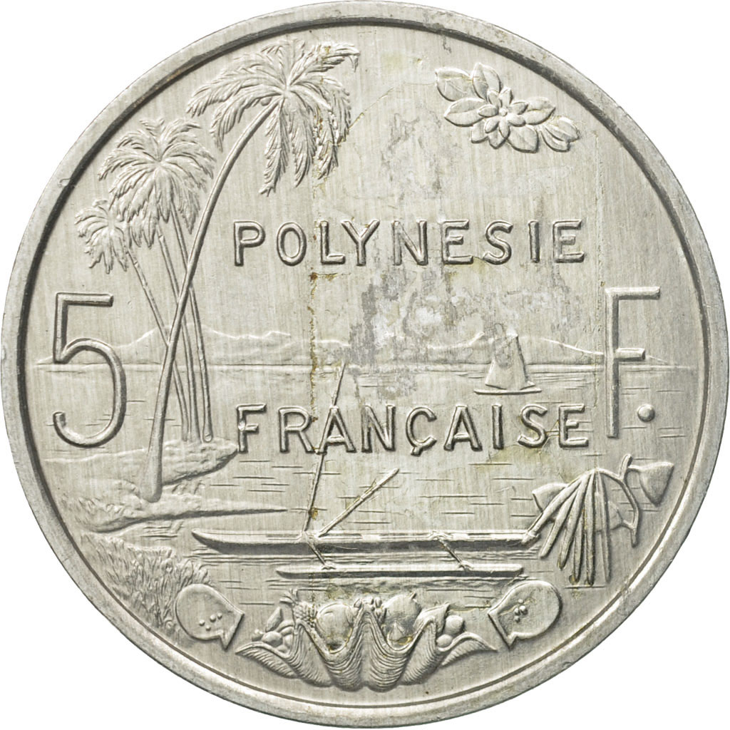 Moneda, Polinesia francesa, 5 Francs, 1983, Paris, MBC, Aluminio, KM:12