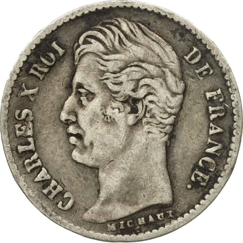 Coin, France, Charles X, 1/4 Franc, 1827, Paris, , Silver, KM:722.1, Le