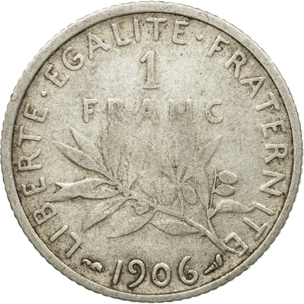 Coin, France, Semeuse, Franc, 1906, Paris, , Silver, KM:844.1, Le