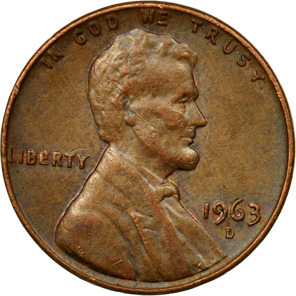 Moneda, Estados Unidos, Lincoln Cent, Cent, 1963, U.S. Mint, Denver, BC+