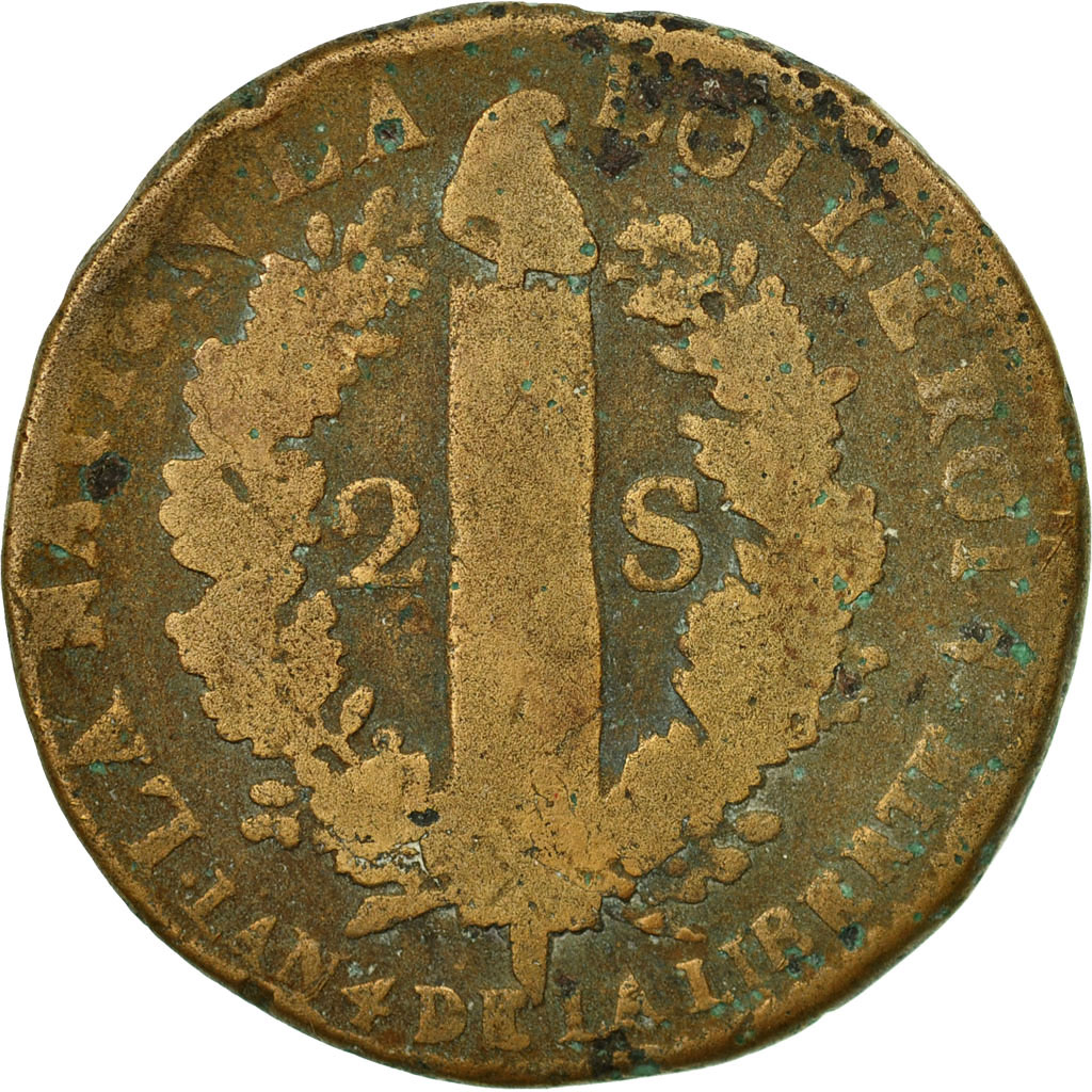 Coin, France, 2 sols françois, 2 Sols, 1792, Lille, , Bronze