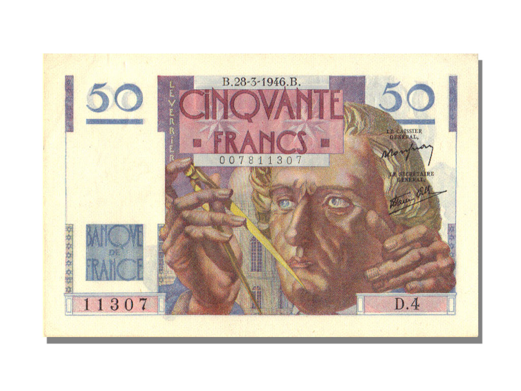 Banknote, France, 50 Francs, 50 F 1946-1951 ''Le Verrier'', 1946, 1946-03-28