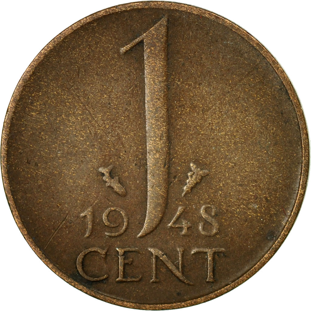 Moneda, Países Bajos, Wilhelmina I, Cent, 1948, MBC, Bronce, KM:175