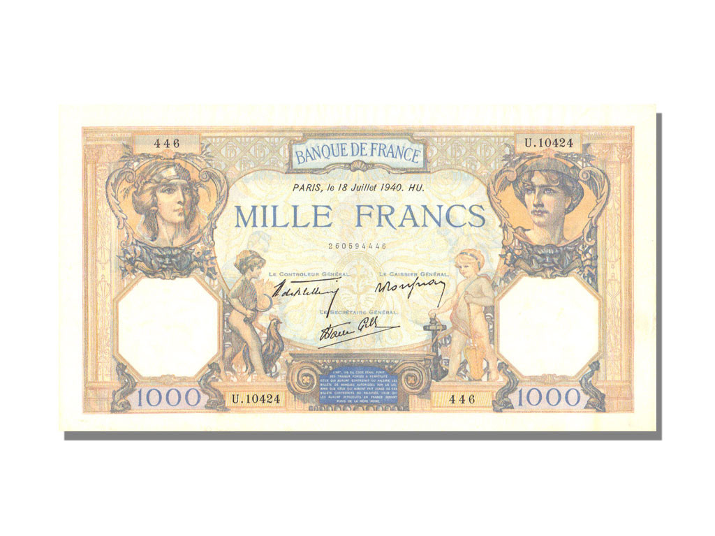 Biljet, Frankrijk, 500 Francs, 1 000 F 1927-1940 ''Cérès et Mercure'', 1940