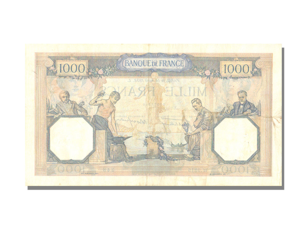 Banknote, France, 500 Francs, 1 000 F 1927-1940 ''Cérès et Mercure'', 1938
