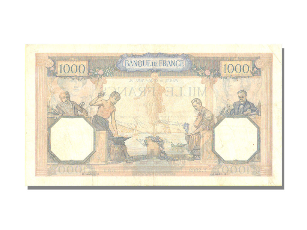 Banknote, France, 1000 Francs, 1 000 F 1927-1940 ''Cérès et Mercure'', 1937