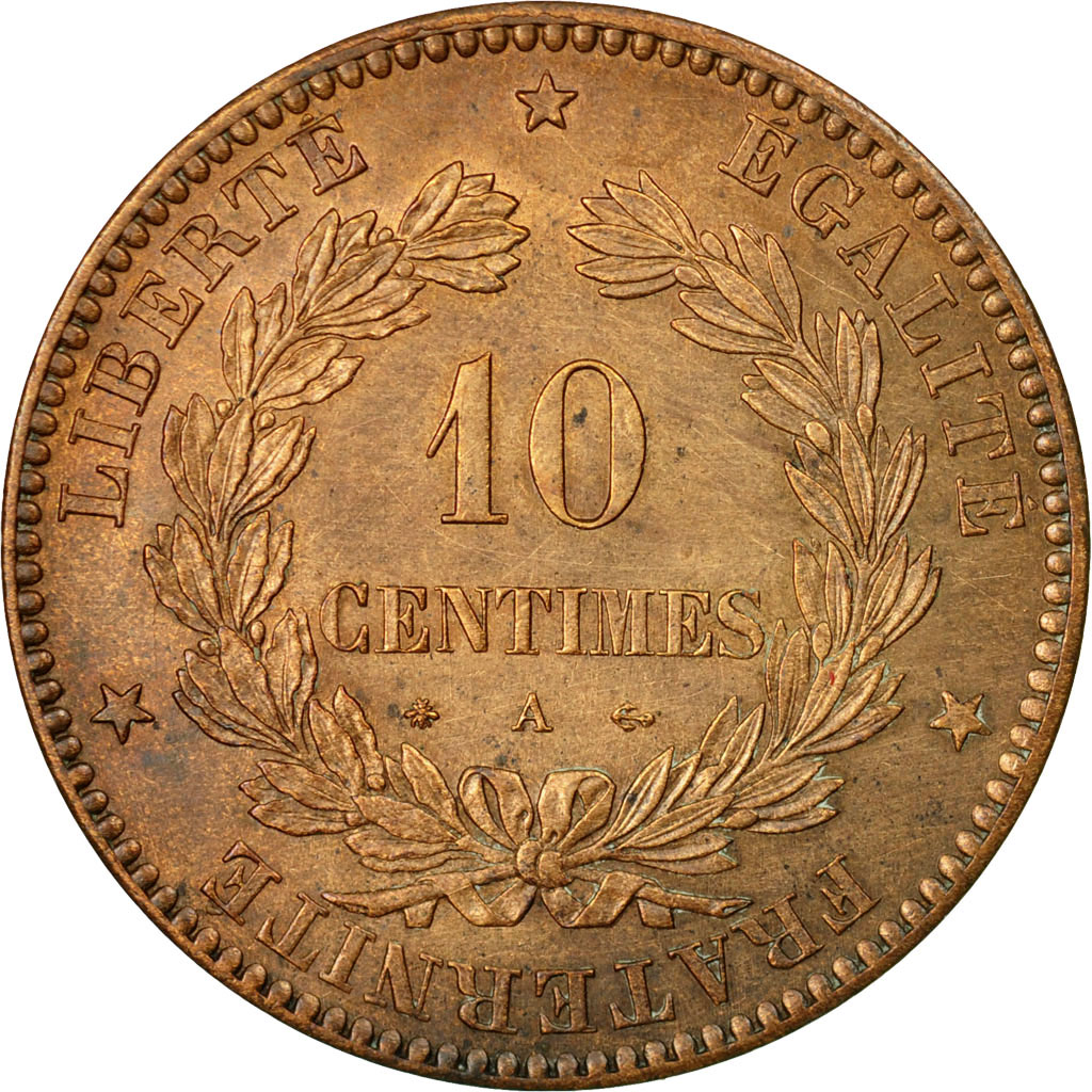 Coin, France, Cérès, 10 Centimes, 1871, Paris, , Bronze, KM:815.1, Le