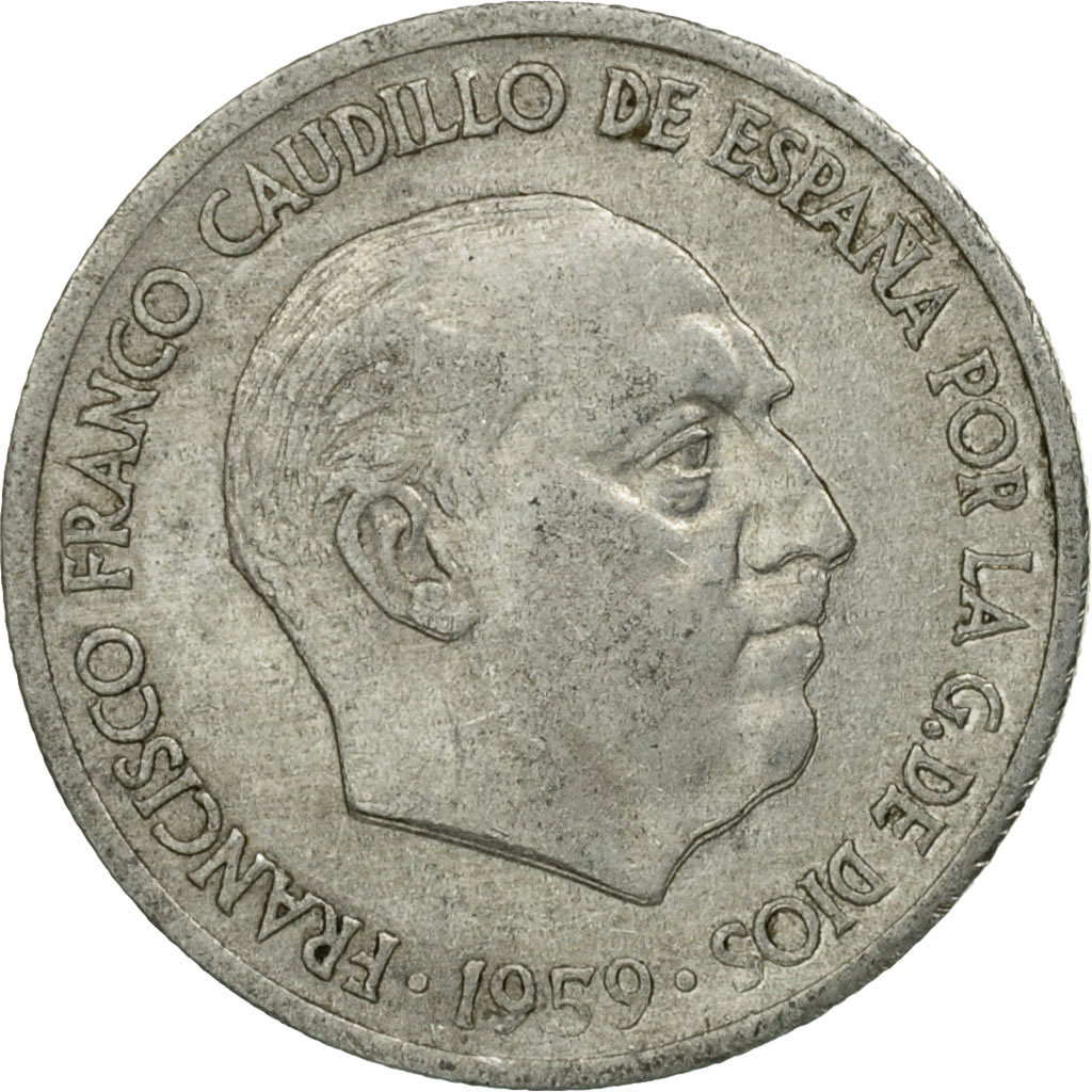 Moneda, España, Francisco Franco, caudillo, 10 Centimos, 1959, BC+, Aluminio