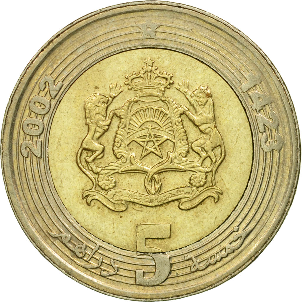 Monnaie, Maroc, Mohammed VI, 5 Dirhams, 2002/AH1423, Paris, TTB, Bi-Metallic