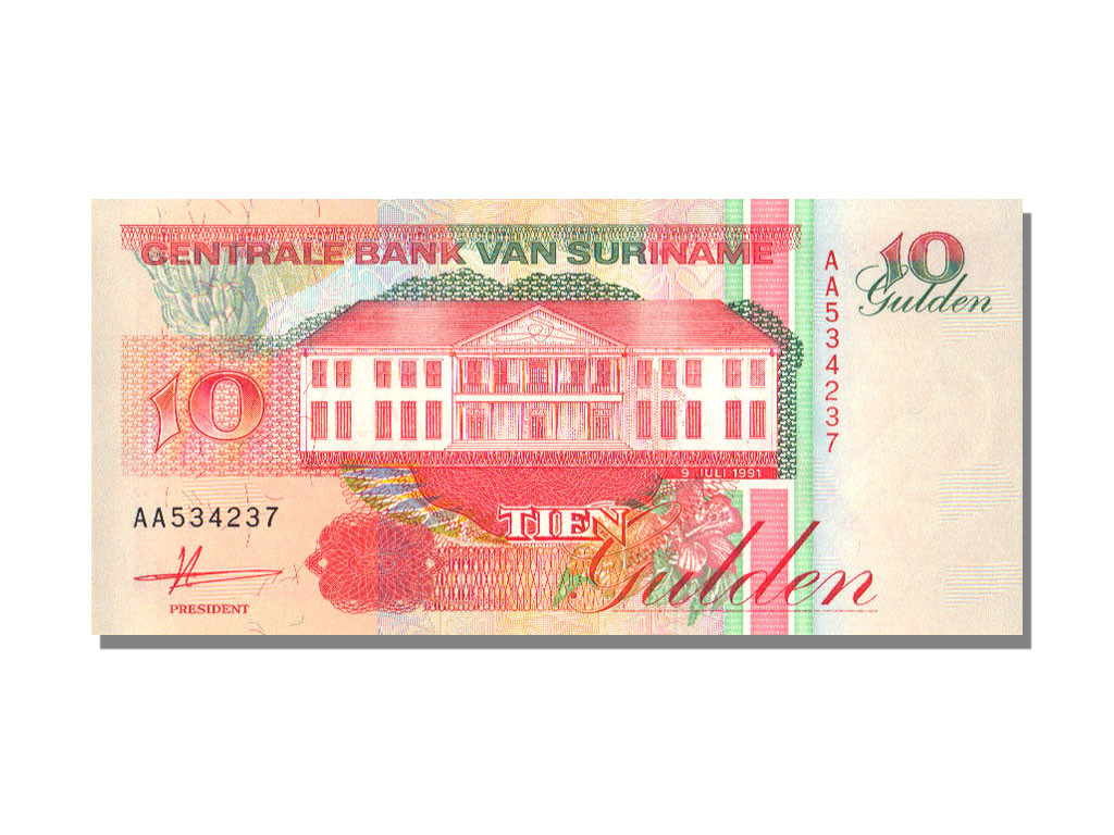 Banknote, Suriname, 10 Gulden, 1991, 1991-07-09, UNC(65-70)