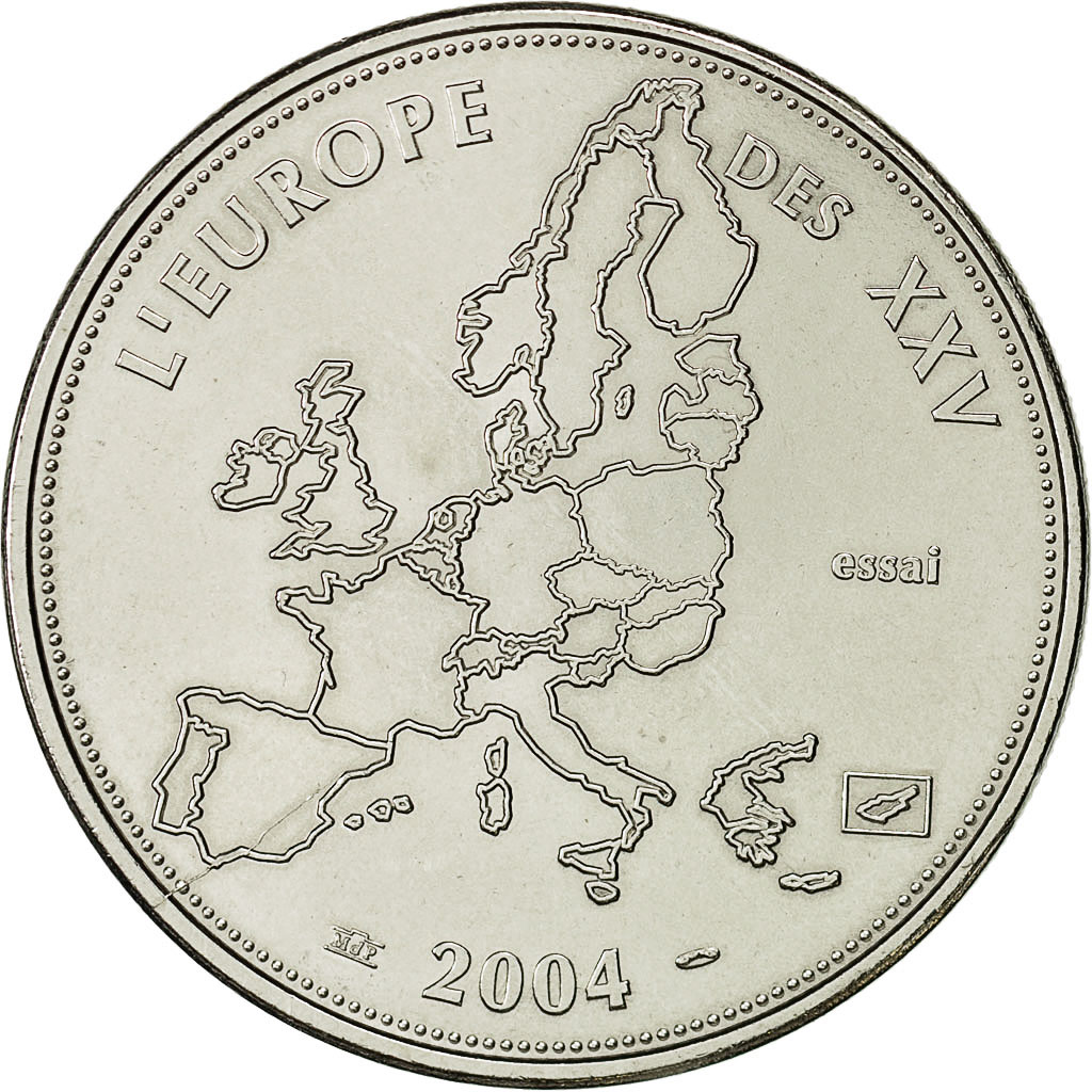 France, Medal, L'Europe des XXV, Essai, 2004, , Copper-nickel